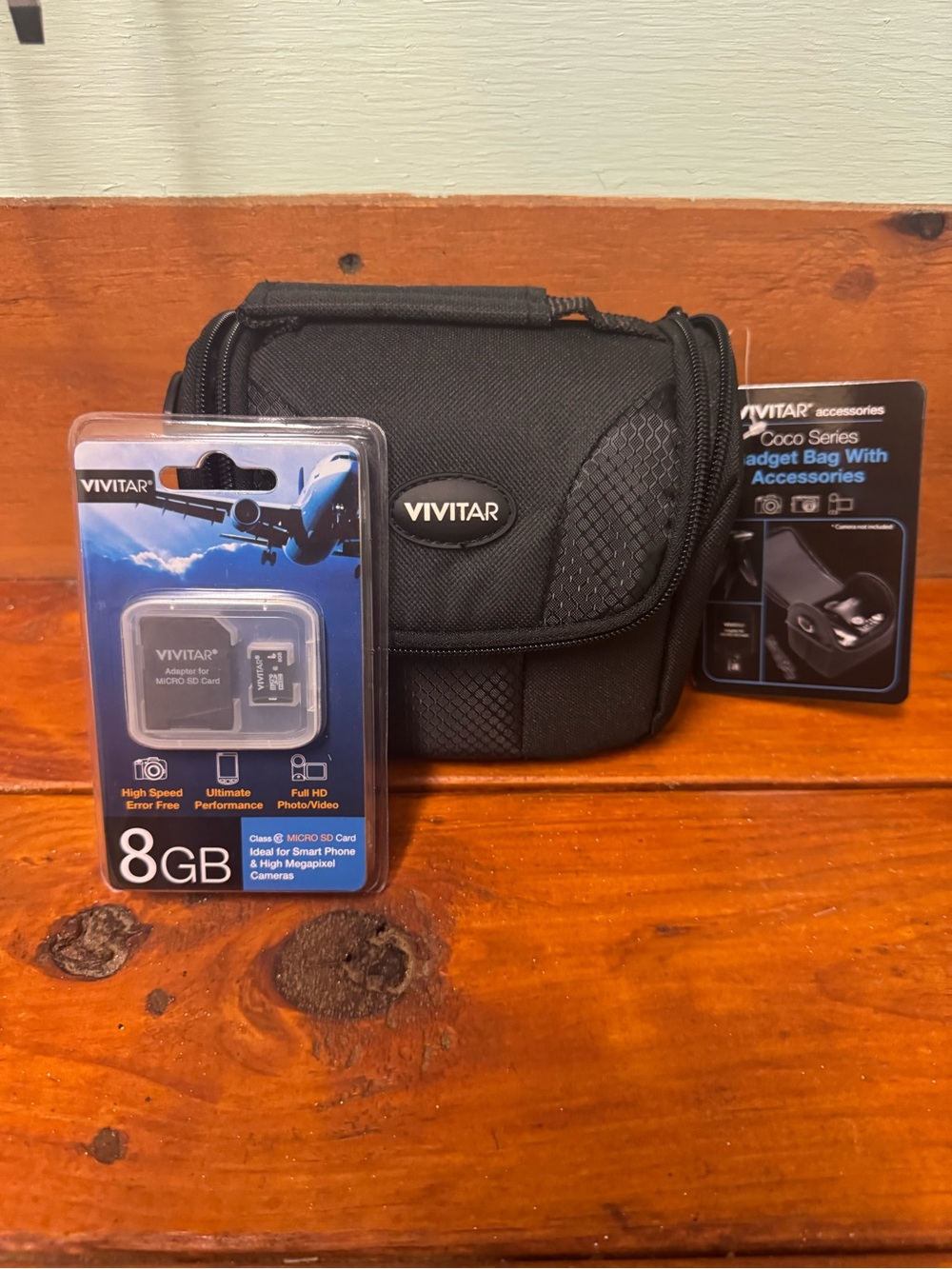 Vivitar Black Compact Camera Case with 8GB SD Card and Mini Travel Tripod